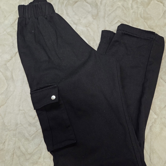 PrettyLittleThing Black Elastic Waist Pants -cargo Size 0 - Picture 6 of 7